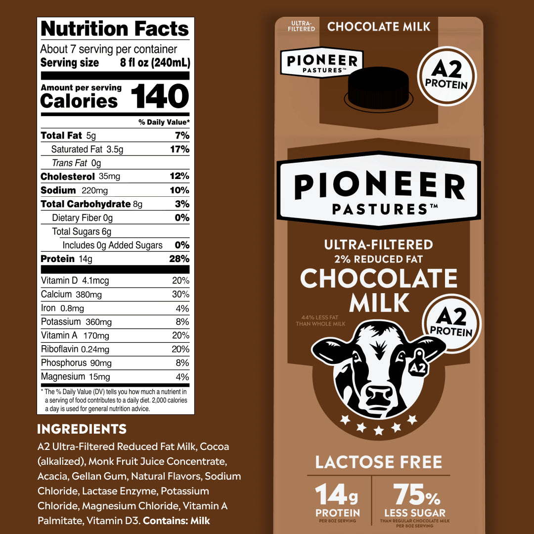 2% Reduced Fat Chocolate Milk with A2 Protein, Ultra-Filtered