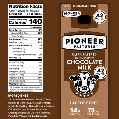 2% Reduced Fat Chocolate Milk with A2 Protein, Ultra-Filtered