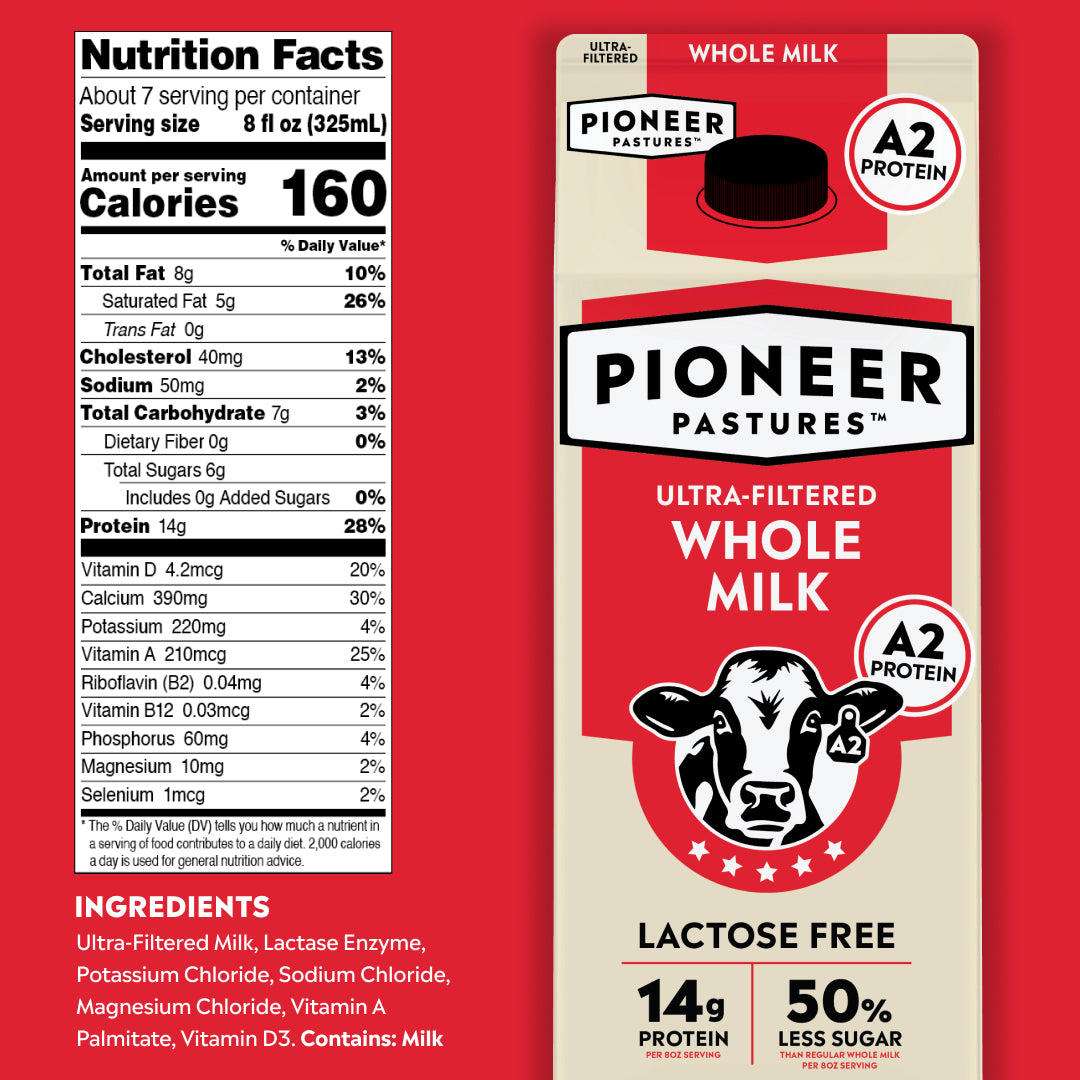 Whole Milk with A2 Protein, Ultra-Filtered