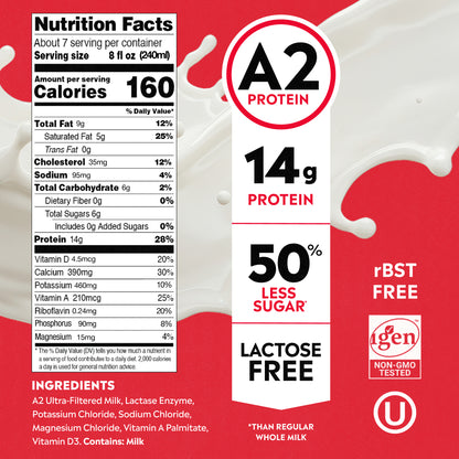 Whole Milk with A2 Protein, Ultra-Filtered